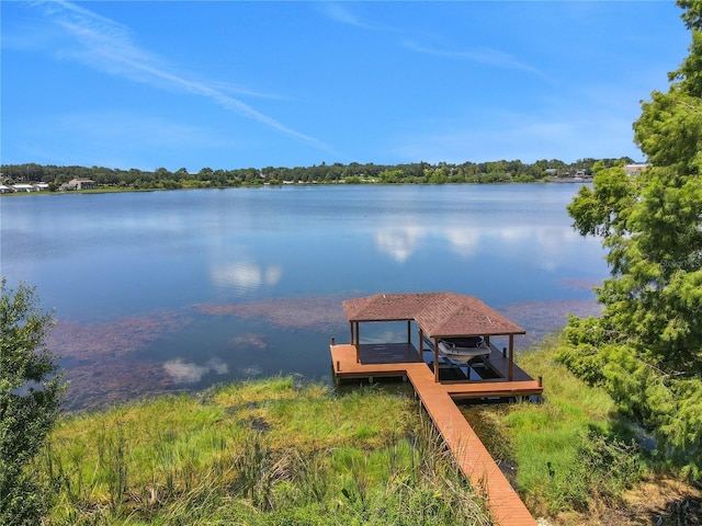 view of dock featuring a water view