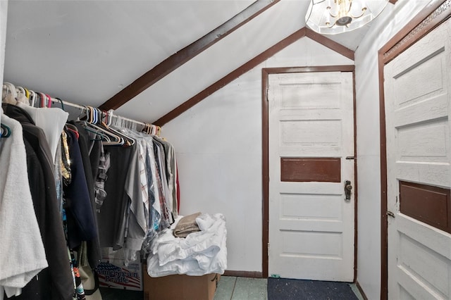 spacious closet with vaulted ceiling