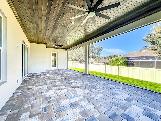 view of patio with ceiling fan