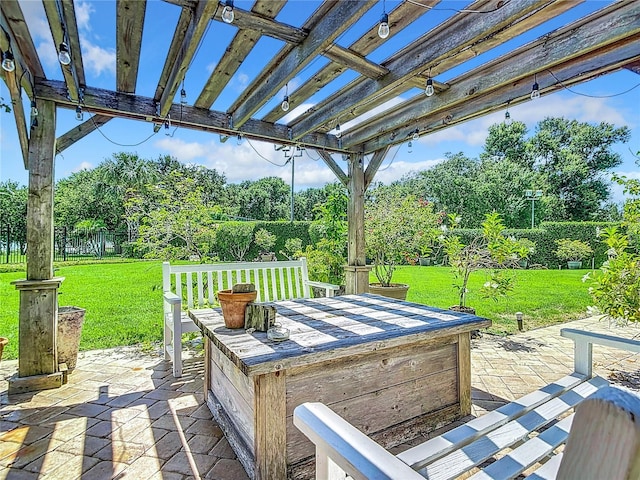 view of patio / terrace featuring a pergola