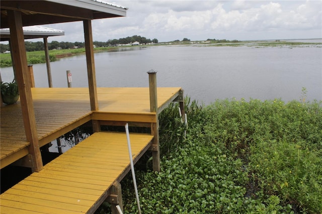 view of dock featuring a water view