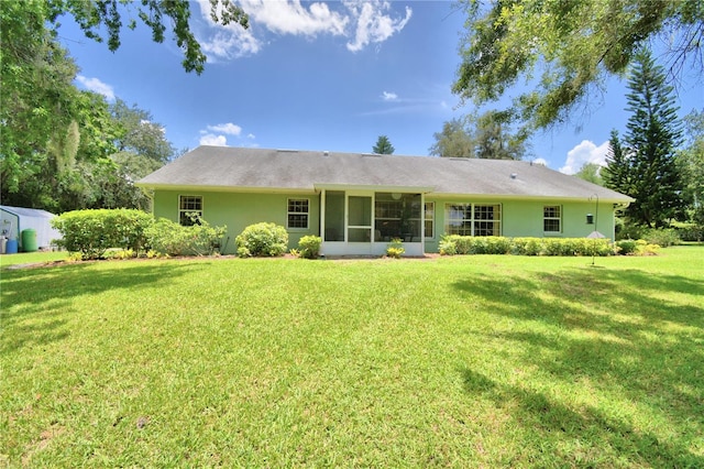 rear view of house with a lawn