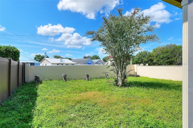 view of yard featuring a fenced backyard