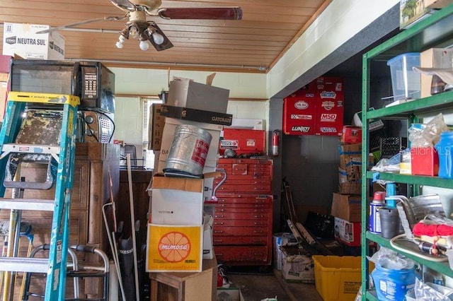 storage featuring ceiling fan