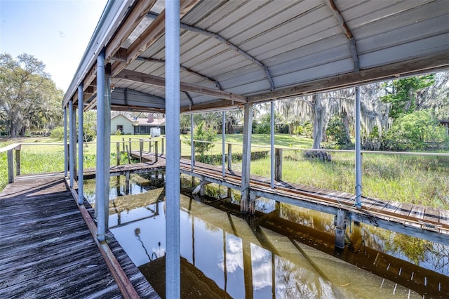 view of dock featuring a water view