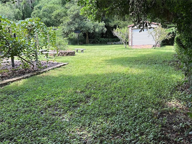 view of yard featuring an outbuilding