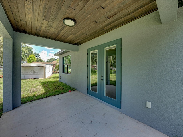 view of patio / terrace featuring french doors