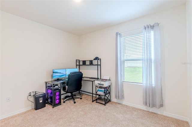 office area with light colored carpet