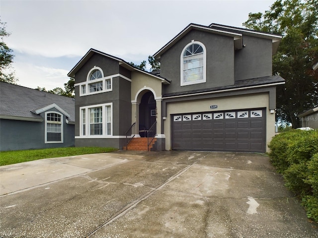 view of property with a garage