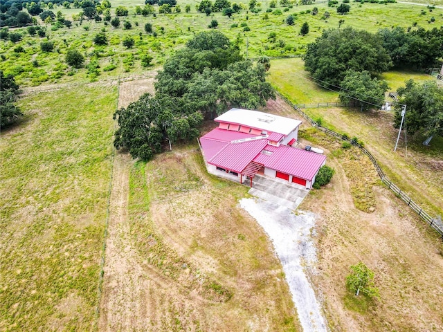 drone / aerial view with a rural view