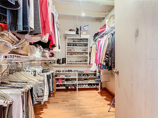 spacious closet featuring hardwood / wood-style flooring