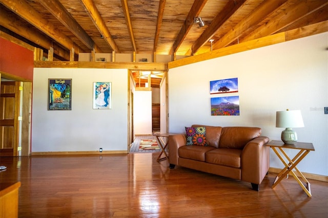 2741 Edwards Rd, Haines City, FL 33844 - living room with a wood ceiling with exposed beams and wood finished floors