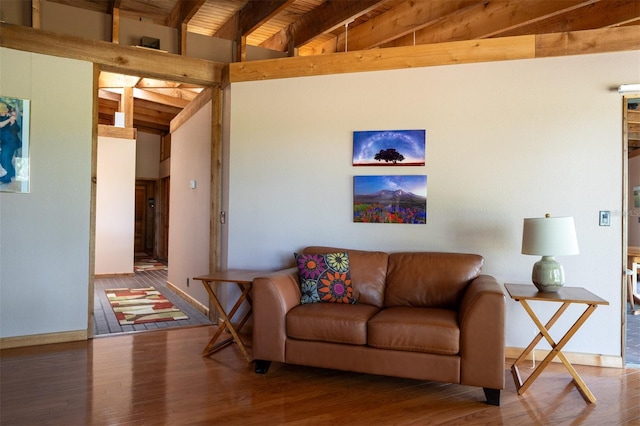 2741 Edwards Rd, Haines City, FL 33844 - living room featuring wood finished floors and beam ceiling