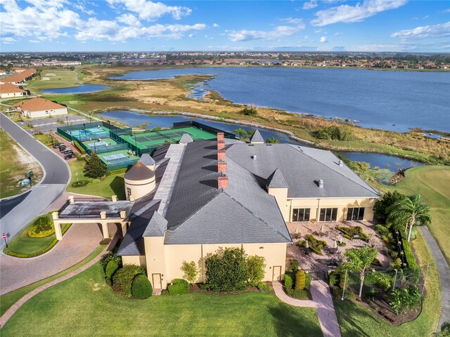 bird's eye view featuring a water view