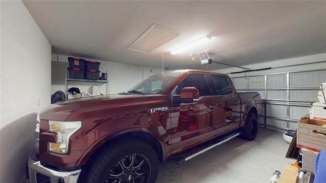 garage with a garage door opener