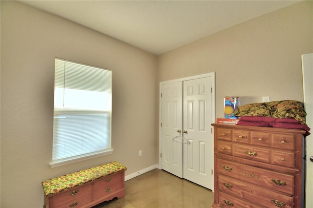 carpeted bedroom with a closet and multiple windows