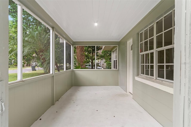 view of unfurnished sunroom