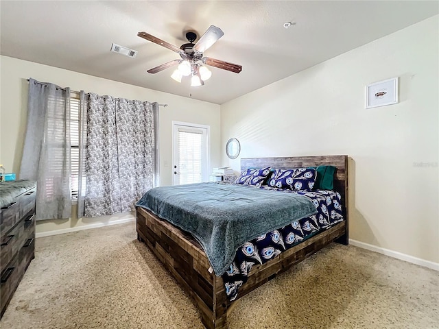 bedroom featuring ceiling fan