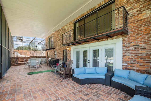 view of patio / terrace with outdoor lounge area and french doors