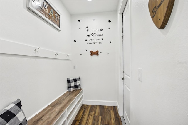 interior space with dark wood-type flooring