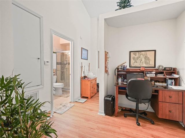 home office featuring light wood-type flooring