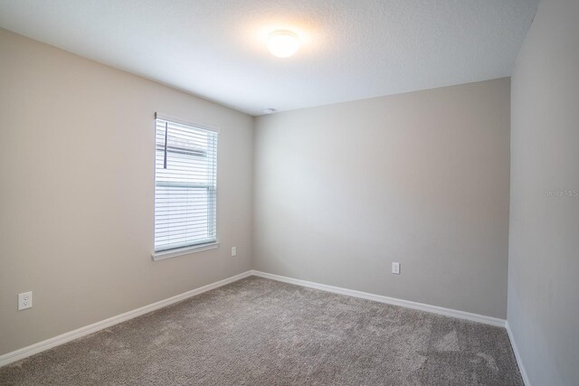 unfurnished room featuring a textured ceiling and carpet floors