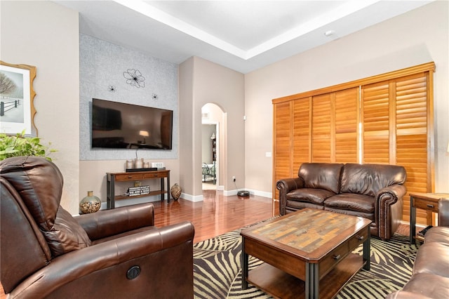 living room featuring wood-type flooring