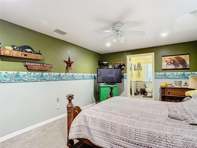 bedroom featuring carpet and ceiling fan