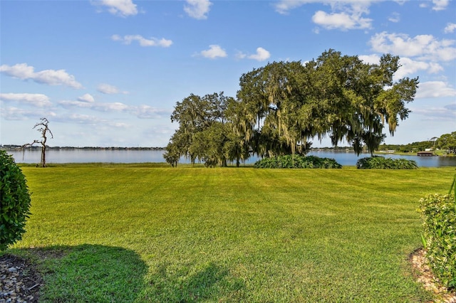 view of yard featuring a water view