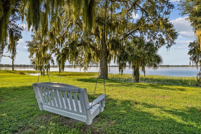 exterior space featuring a water view