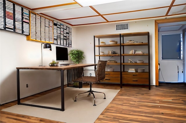 office area with hardwood / wood-style flooring