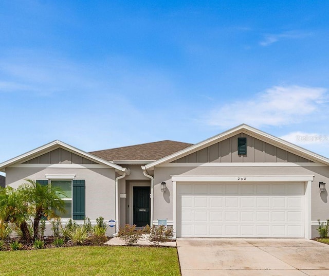 single story home featuring a garage