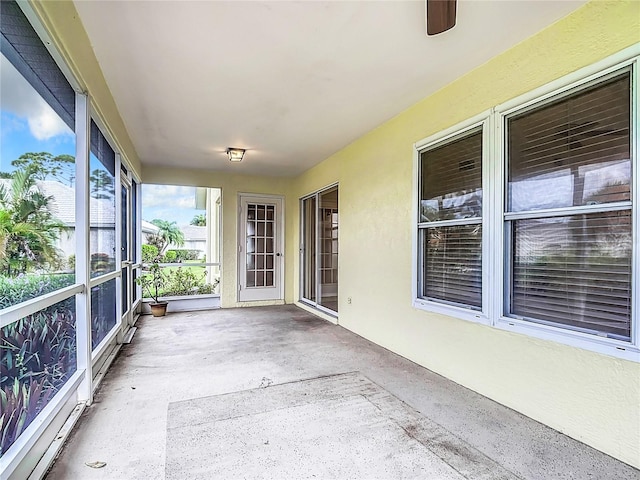 view of unfurnished sunroom