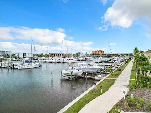 dock area featuring a water view