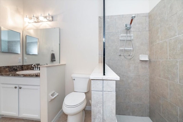 full bath with toilet, walk in shower, and vanity