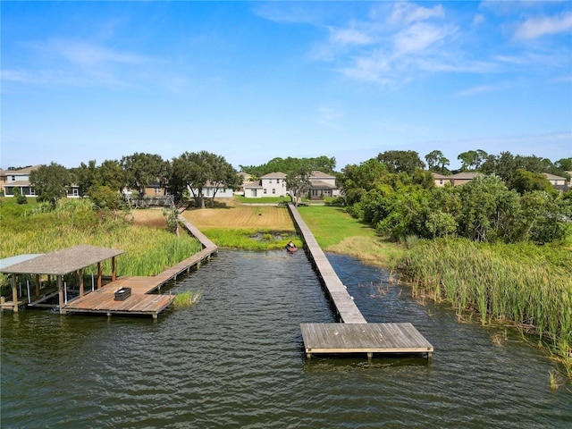 view of dock featuring a water view