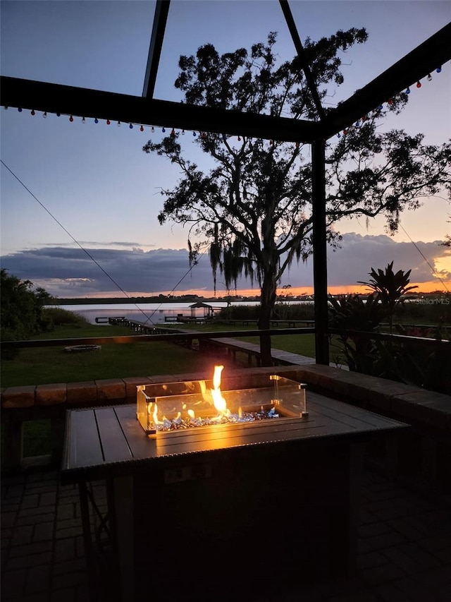 exterior space with an outdoor fire pit