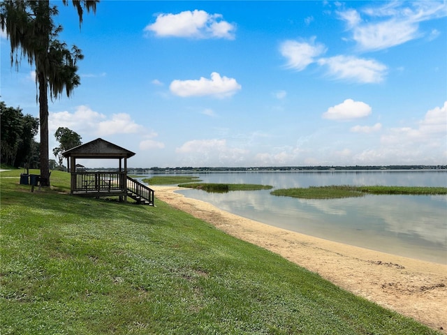 view of water feature with a gazebo