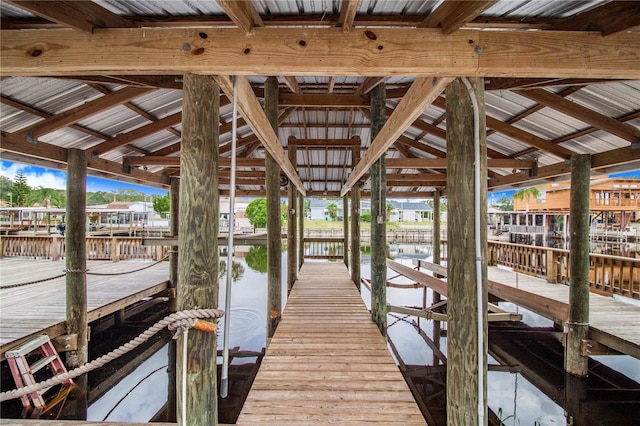 dock area featuring a water view