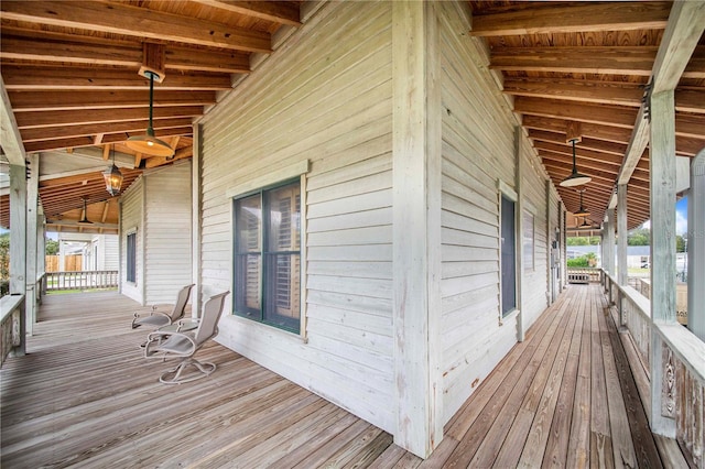 wooden deck featuring covered porch