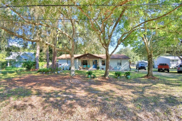 ranch-style house featuring a front yard