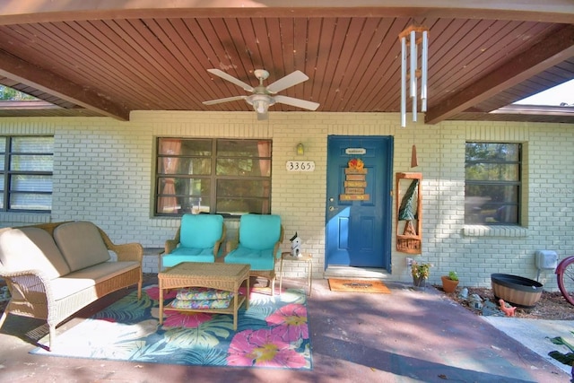 view of patio / terrace featuring outdoor lounge area and ceiling fan