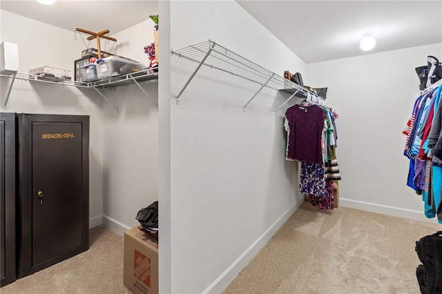 spacious closet with light colored carpet