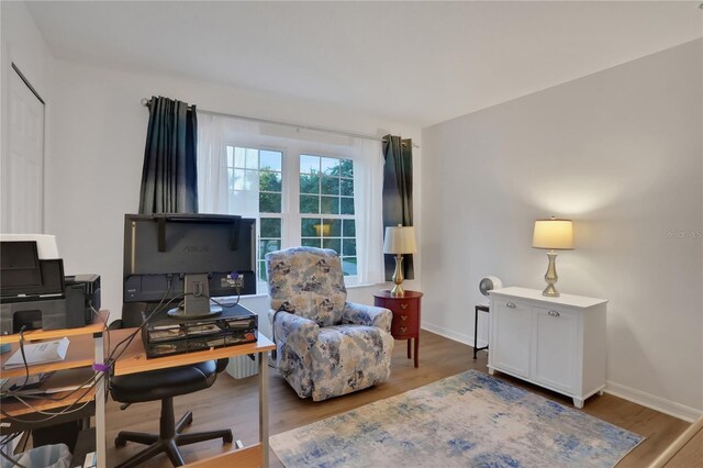 office space featuring hardwood / wood-style flooring