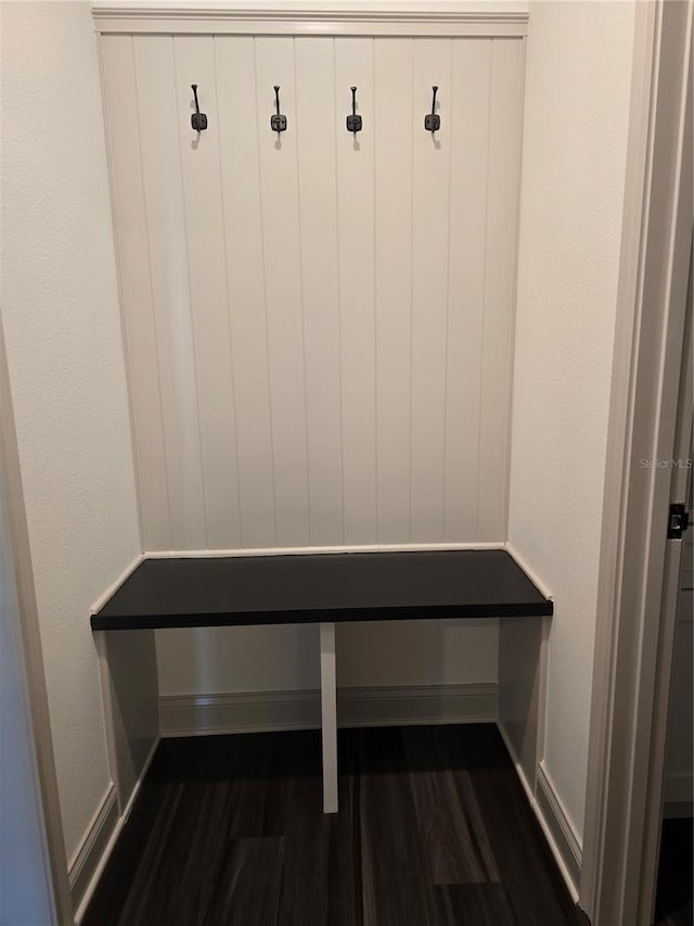 mudroom featuring dark hardwood / wood-style floors