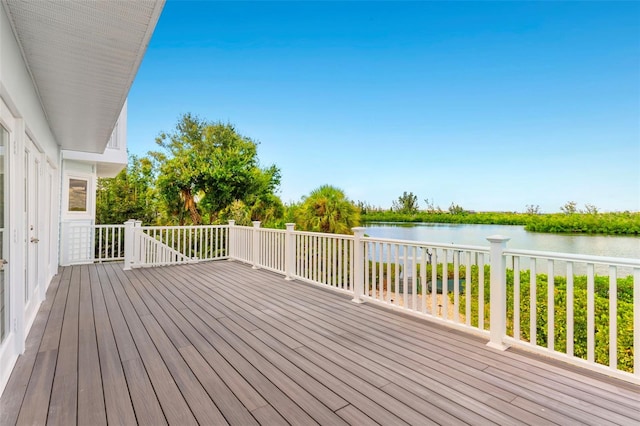 deck with a water view