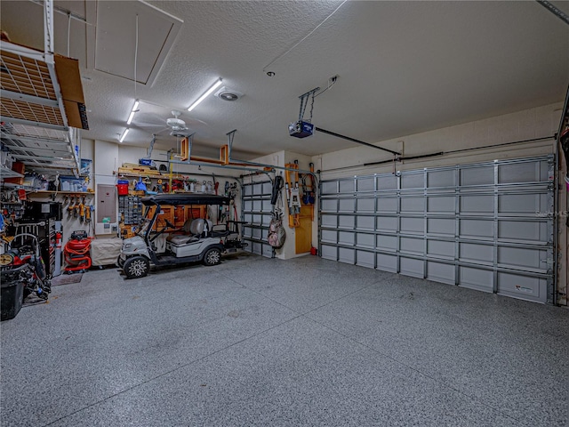 garage with a garage door opener