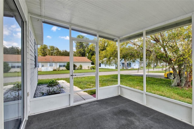 view of unfurnished sunroom