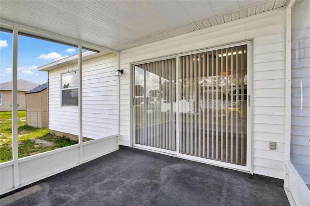 view of unfurnished sunroom