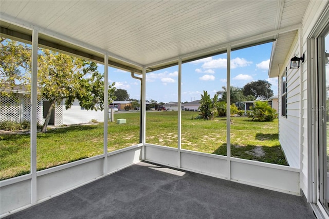 view of unfurnished sunroom